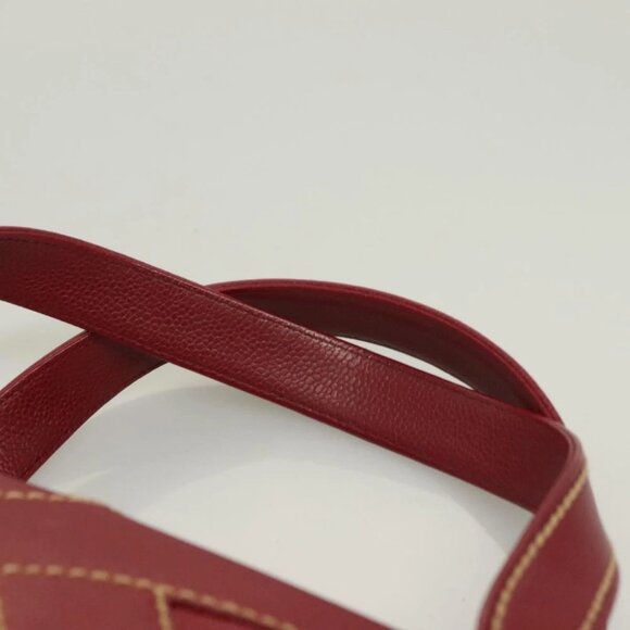 CHANEL Wild Stitch Hand Bag Grained Calf Skin Bordeaux Gold CC Auth 126239V - Picture 10 of 14